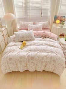 花卉圖案被套套裝內芯 - 粉色 - 查看 2