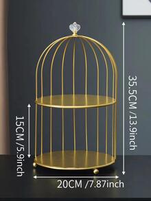 1入組北歐風格雙層金色鐵收納架化妝品展示架子適用於臥室,客廳,浴室家庭裝飾用品 - 金色 - 查看 3