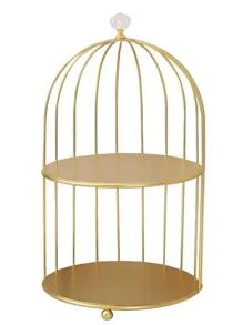 1入組北歐風格雙層金色鐵收納架化妝品展示架子適用於臥室,客廳,浴室家庭裝飾用品 - 金色 - 查看 6