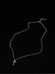 1 Mặt Dây Chuyền Đơn Giản & Thanh Lịch Dây Xích Xương Đòn, Phong Cách Tối Giản-Chữ Thập, Cánh Hoa, Ngôi Sao, Cây Giàu Có - Bạc - Xem 2