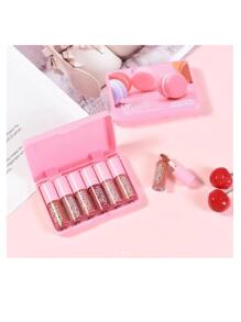 Caja con 12 Estuches Brillo de Labio Lip Gloss Profesional Cada Caja con 6 piezas rt - Rosa - Ver 1