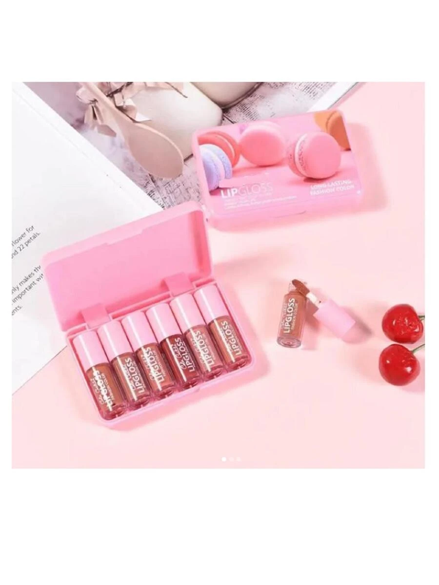 Caja con 12 Estuches Brillo de Labio Lip Gloss Profesional Cada Caja con 6 piezas rt - Rosa - Ver 1