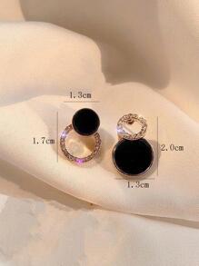 1雙個性化時尚石頭鑲嵌圓形耳釘 - 彩色 - 查看 3