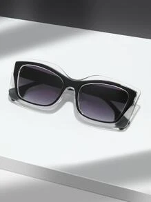 1pc Square Shaped Women's Fashion Glasses Beach Accessories For Women Glasses Shades Basics Fall Winter Women Outfits Clothes Business Casual Gifts - Black - View 2