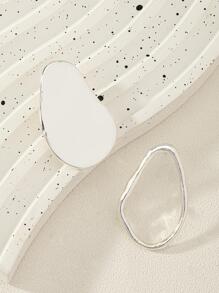 1對女士時尚個性化流行歐美設計AB耳環 - 銀色 - 查看 1