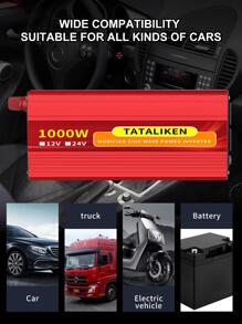 1000W Full Power Modified Sine Wave Power Inverter 24V To 110V AC With 2 Sockets - Red - View 5