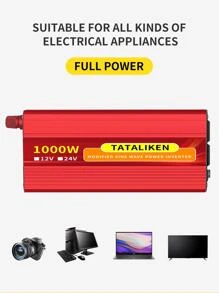 1000W Full Power Modified Sine Wave Power Inverter 24V To 110V AC With 2 Sockets - Red - View 8