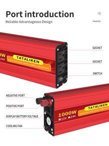 1000W Full Power Modified Sine Wave Power Inverter 24V To 110V AC With 2 Sockets - Red - View 6