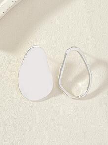 1對女士時尚個性化流行歐美設計AB耳環 - 銀色 - 查看 3