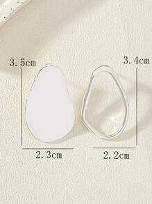 1對女士時尚個性化流行歐美設計AB耳環 - 銀色 - 查看 5