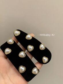 2件/4件套装新款心形珍珠装饰天鹅绒发夹女士爪夹发夹发夹，学校用品，珍珠发饰