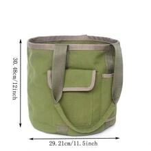 防水帆布工具包,草綠色花園工具水桶包帶手柄,工具收納袋 - 軍綠色 - 查看 2