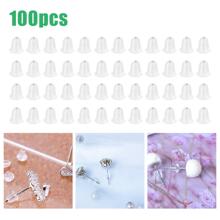 耳環掛鉤,100入組低過敏性耳朵魚鉤耳環鍍銀帶100透明耳環塞子,耳環製作用品DIY首飾製作 - 銀色 - 查看 7
