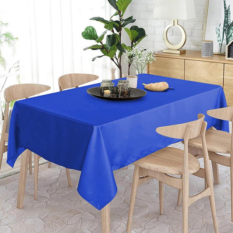 1 pieza Mantel de mesa de conferencia de unicolor para comedor, mantel sin estampados para mesa de comedor o mesa de café - Azul - Ver 1