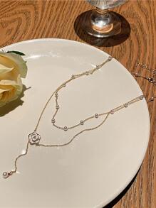 Faux Pearl Decor Chain Necklace