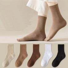 6pairs Men Solid Crew Socks - Multicolor - View 2