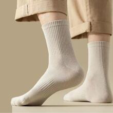 6pairs Men Solid Crew Socks - Multicolor - View 3