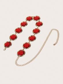 1pc Gold Circle Rhinestone Waist Chain For Women, Suitable For Halloween, Christmas, Party, Holiday Gift, Valentine's Day Gift - Gold - View 8