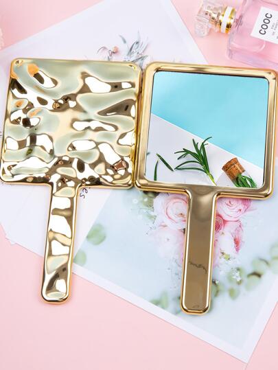 1pc Portable Handle Mirror Electroplated Makeup Mirror With Asymmetric Creative Design For Beauty Room, Dormitory,Makeup,Cheap,Room Decor,Vanity,Travel,Bedroom,Makeup Accessories,Mirror,Vanity Mirror,Mini Mirror,Compact Mirror,Mirror Small,Hand Mirror,Cheap,Stocking Stuffers,Makeup,Makeup Tools,Cheap Stuff,Gifts,Gifts For Women,Christmas Gifts