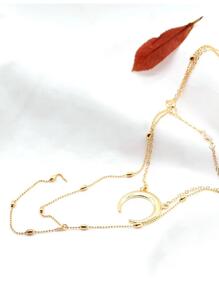 1 Vòng Cổ Thời Trang Phong Cách Bohemian Mặt Trăng Nhiều Lớp, Thích Hợp Cho Phụ Nữ Mặc Hàng Ngày - Vàng - Xem 2