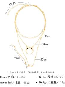 1 Vòng Cổ Thời Trang Phong Cách Bohemian Mặt Trăng Nhiều Lớp, Thích Hợp Cho Phụ Nữ Mặc Hàng Ngày - Vàng - Xem 3