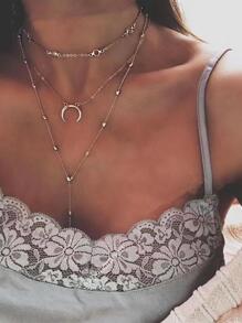 1 Vòng Cổ Thời Trang Phong Cách Bohemian Mặt Trăng Nhiều Lớp, Thích Hợp Cho Phụ Nữ Mặc Hàng Ngày - Vàng - Xem 1