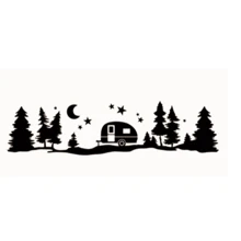 CarBody Decal Star Forest Tree Moon Sticker For Camper RV Motorhome Vinyl - Black - View 6