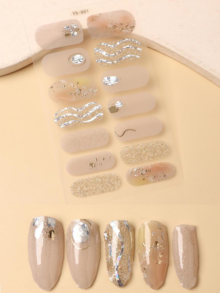 FULL BEAUTY 1 Máy Tính Full Cover Đá Cẩm Thạch Lấp Lánh Dán Móng Tay Hỗn Hợp Thiết Kế Ngón Tay Trang Trí Quấn Làm Móng Tay DIY - Nhiều màu - Xem 1