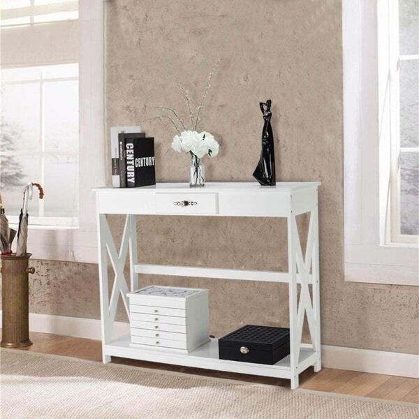 White Entryway Table Sofa Table With Drawer Shelf Slim Console Table With Storage For Hallway