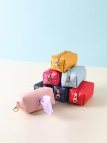 Dispensador portátil de bolsas para caca de perro, para viajes al aire libre, bolsa de PU, para recoger caca de gato, organizador de bolsas de basura, 1 ud. - Rosa - Ver 1