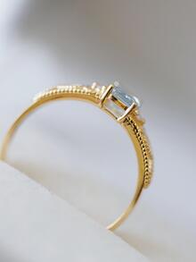 1入組無窮方形戒指女士們首飾類適合女士S925純銀情侶定情戒指精細首飾類禮品適合女孩 - 金色 - 查看 6