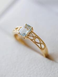 1入組無窮方形戒指女士們首飾類適合女士S925純銀情侶定情戒指精細首飾類禮品適合女孩 - 金色 - 查看 4