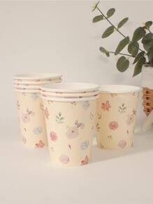 8个花朵图案一次性杯子 - 彩色 - 查看 2
