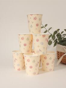 8个花朵图案一次性杯子 - 彩色 - 查看 3
