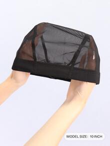 1入組假髮網帽,彈性透氣網布帽,用於假髮製作的黑色假髮網帽 - 黑色 - 查看 6