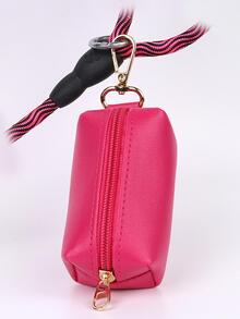 Dispensador portátil de bolsas para caca de perro, para viajes al aire libre, bolsa de PU, para recoger caca de gato, organizador de bolsas de basura, 1 ud. - Rosa - Ver 6