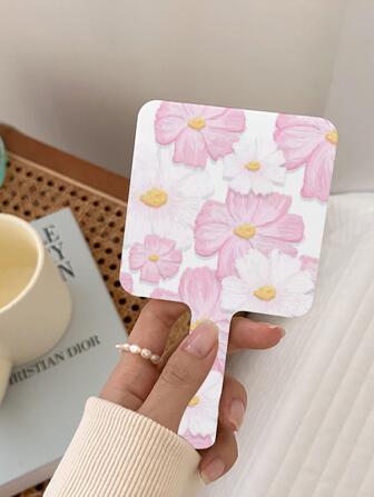 Sminkspegel, Blommigt tryckt handhållen sminkspegel, bärbar fyrkantig spegel, sminkspegel för tjejer, sminkspegel, vardagsrum, sovrum, badrum, husinredning, resesaker, bröllop, fest, födelsedag, presenter till män, mamma pappa, bästa vänner, lärare, nyår, accessoarer, rolig present, smink, billig, rumsinredning, sminkbord, resor, sovrum, sminktillbehör, spegel, sminkspegel, minispegel, kompaktspegel, liten spegel, handspegel, billig, presenter till strumpor, smink, sminkverktyg, billiga saker, presenter, presenter till kvinnor, julklappar