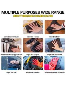 4 chiếc khăn lau kính Magic Cloth không để lại dấu vết không có vết nước Dụng cụ vệ sinh giẻ lau sợi nhỏ Khăn lau nhanh Miếng cọ rửa, màu đen - màu đen - Xem 4