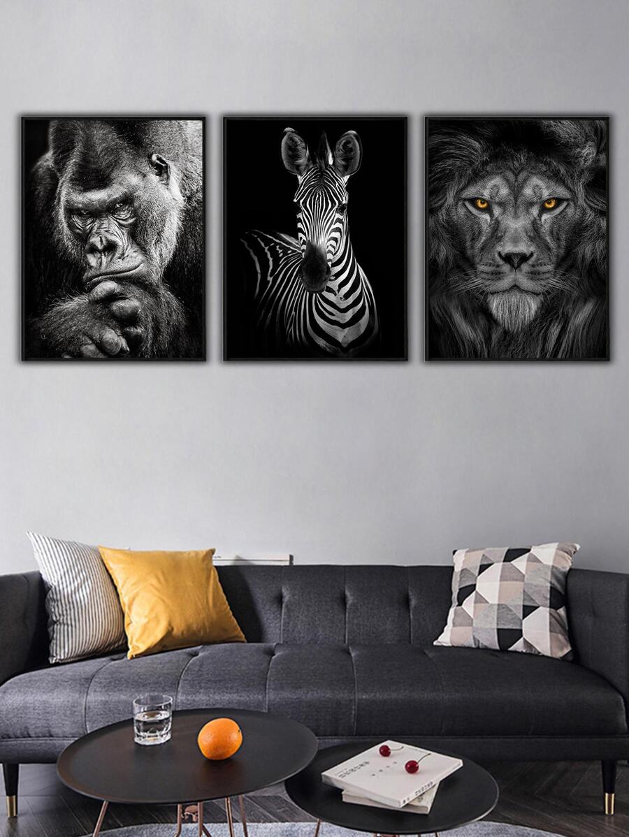 3 bức tranh in hình động vật có khung - Nhiều màu - Xem 1