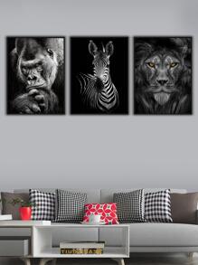 3 bức tranh in hình động vật có khung - Nhiều màu - Xem 2