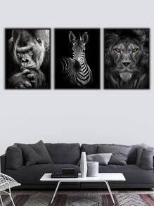 3 bức tranh in hình động vật có khung - Nhiều màu - Xem 3