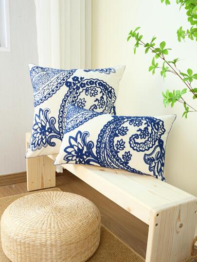 1入組佩斯利刺繡靠墊套不附帶墊芯