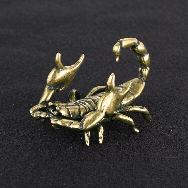 復古黃銅蠍小雕像微型寵物小動物筆筒工藝系列辦公桌裝飾物家庭裝飾用品 - 銅色 - 查看 6