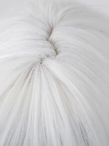 26英寸女士长直白色合成假发，带刘海，适合派对、角色扮演，耐热 - 白色 - 查看 8