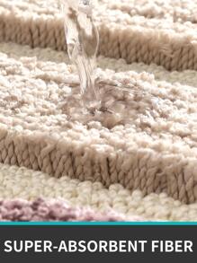 Madebyblanc 1pc Color Block Anti-Slip Bath Rug Home Bathroom Decor Floor Carpet Outdoor Rug Door Mat Fall Decor Bathroom Accessories Back To School Entryway Decor - Brown - View 8
