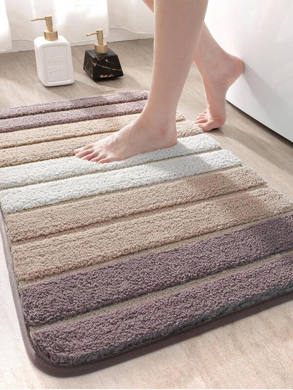 1 pieza Alfombra de baño antideslizante de bloques de color para decoración del hogar, alfombra de piso para el baño, alfombra para exteriores, felpudo de entrada, decoración de otoño, accesorios de baño, decoración de regreso a la escuela