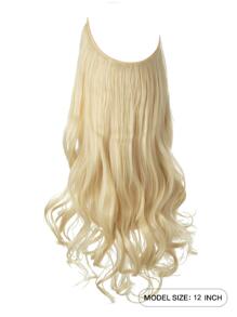 Invisible Wire Hair Extensions, Dirty Blonde Roots, Natural Wavy Hair Weft, Women Synthetic Hair Extensions, 12/14/16/18/20/22/24 Inches, Dark Brown/Blonde, No Clips Needed - Light Brown - View 3