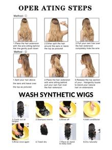 Invisible Wire Hair Extensions, Dirty Blonde Roots, Natural Wavy Hair Weft, Women Synthetic Hair Extensions, 12/14/16/18/20/22/24 Inches, Dark Brown/Blonde, No Clips Needed - Light Brown - View 6