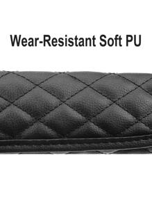 1對水抵抗水鑽裝飾PU皮革汽車座椅皮帶墊肩 - 黑色 - 查看 2