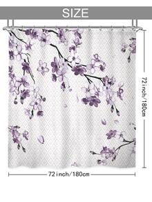 1入組花朵印花浴簾帶12入組鉤 - 紫色 - 查看 4